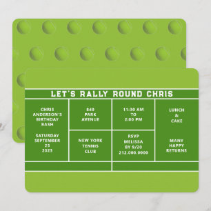 Tennis Anniversaire Fête Invitation