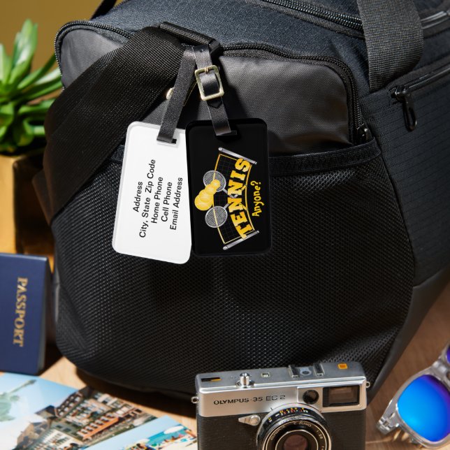 Tennis Anyone? Luggage Tag (Front & Back)