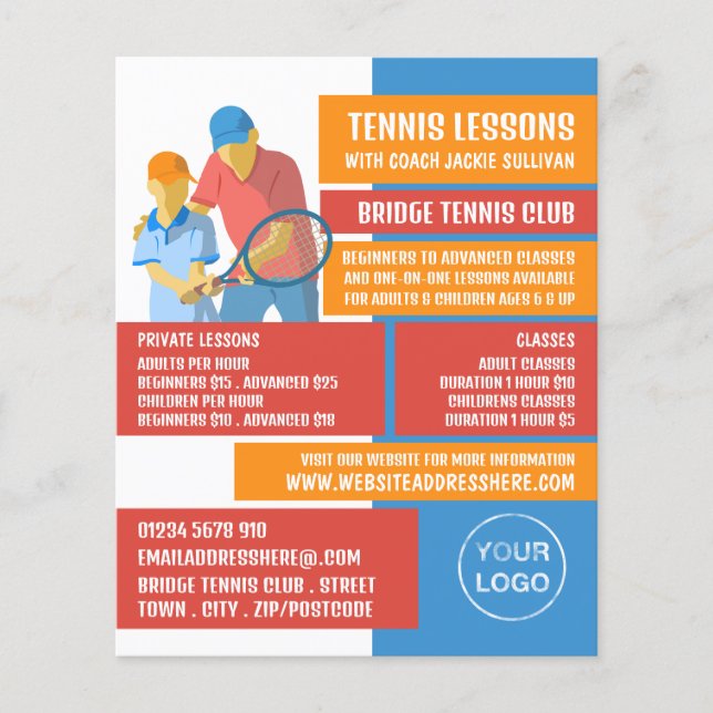 Tennis Art Design, Tennis Lessons/Classes Flyer (Front)