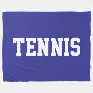 TENNIS Athletic Sporty White Text On Deep Blue Fleece Blanket