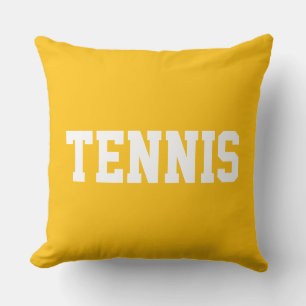 TENNIS Athletic White Text On Colorful Deep Purple Throw Pillow