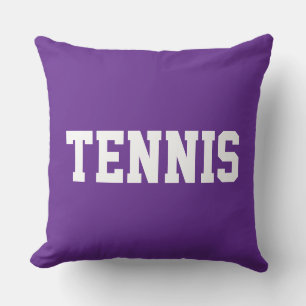 TENNIS Athletic White Text On Colorful Throw Pillow