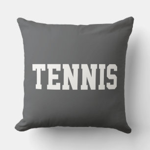 TENNIS Athletic White Text On Stylish Navy Blue Throw Pillow