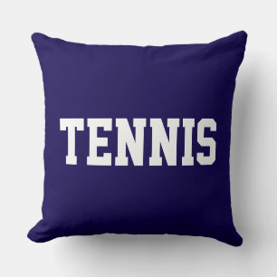 TENNIS Athletic White Text On Stylish Navy Blue Throw Pillow