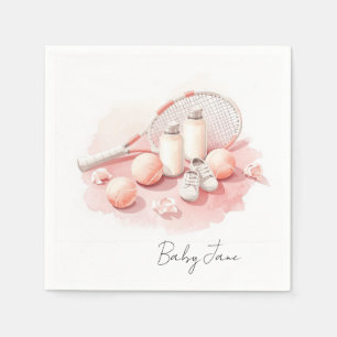 Tennis Baby Girl in Pink theme with racket  Napkin
