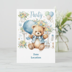 Tennis Baby Shower for Baby Boy Blue themed Invitation