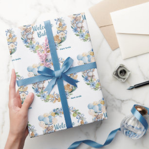 Tennis Baby Shower for Baby  Boy Blue themed Wrapping Paper