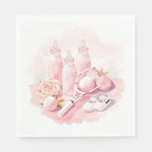 Tennis Baby Shower for Baby Girl Pink themed Napkin