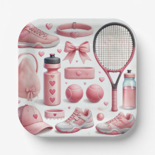 Tennis Baby Shower for Baby Girl Pink themed  Paper Plate