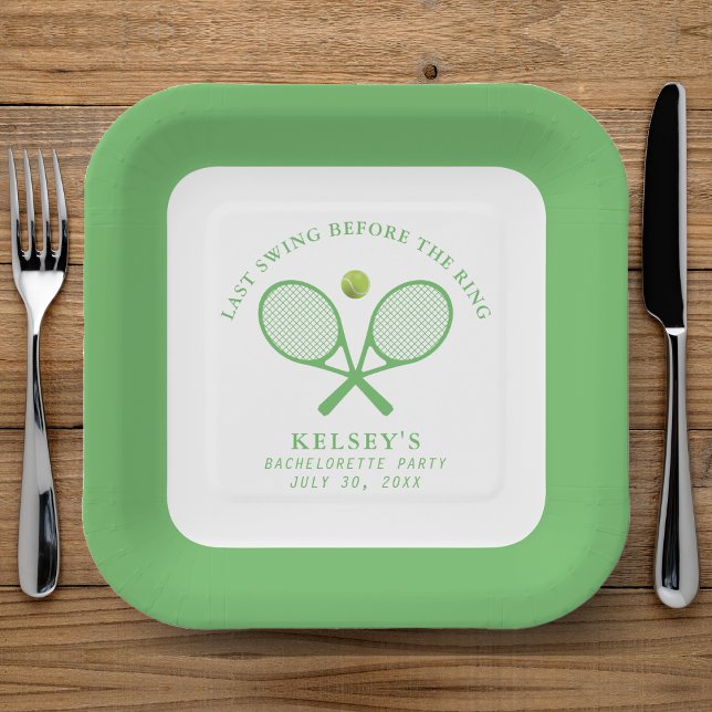 Tennis Bachelorette Last Swing Before the Ring Paper Plate (Creator Uploaded)