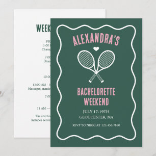 Tennis Bachelorette party preppy green Invitation