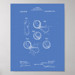 Tennis Ball 1914 Patent Art Blueprint Poster