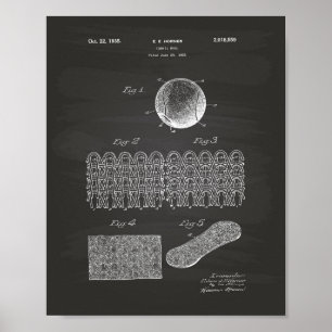 Tennis Ball 1935 Patent Art Chalkboard Poster