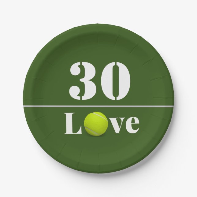 Tennis Ball 30th Birthday with love   Paper Plate (Front)