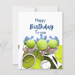 Tennis ball and racket black & white Birthday   Card