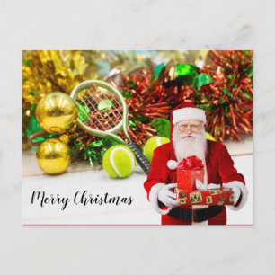 Tennis ball and racket with Christmas decoration Postcard
