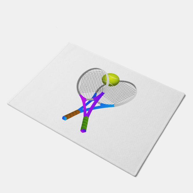 Tennis Ball and Rackets Doormat (Angled)