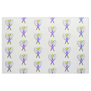 Tennis Ball and Rackets Fabric