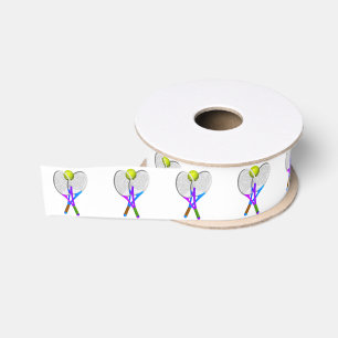 Tennis Ball and Rackets Grosgrain Ribbon