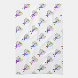 Tennis Ball and Rackets Kitchen Towel