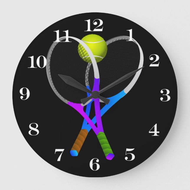Tennis Ball and Rackets Large Clock (Front)