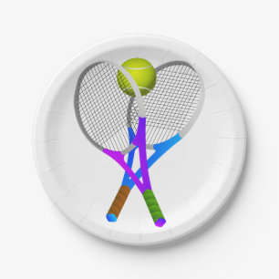 Tennis Ball and Rackets Paper Plate