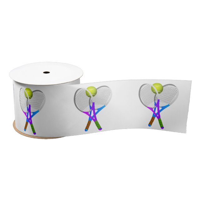 Tennis Ball and Rackets Satin Ribbon (Spool)