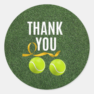 Tennis ball and Thank you word   Classic Round Sticker