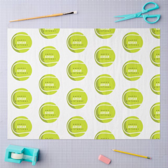 Tennis Ball Birthday Party Custom Name  Tissue Paper (Craft)