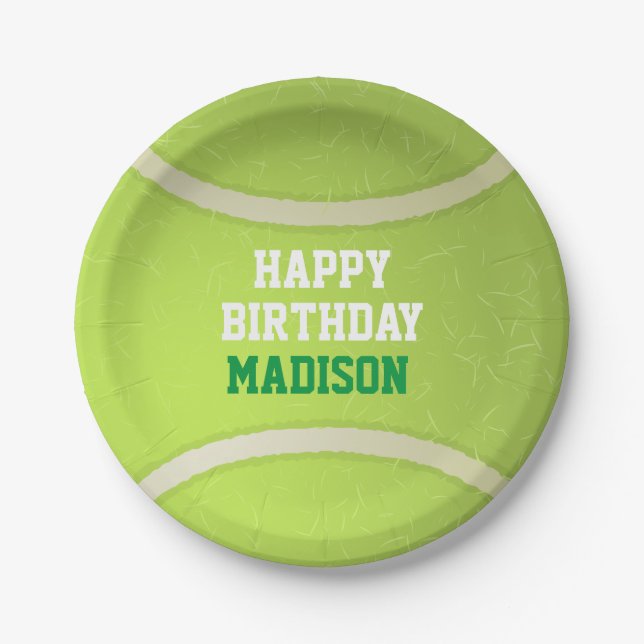 Tennis Ball Birthday Party Paper Plate (Front)