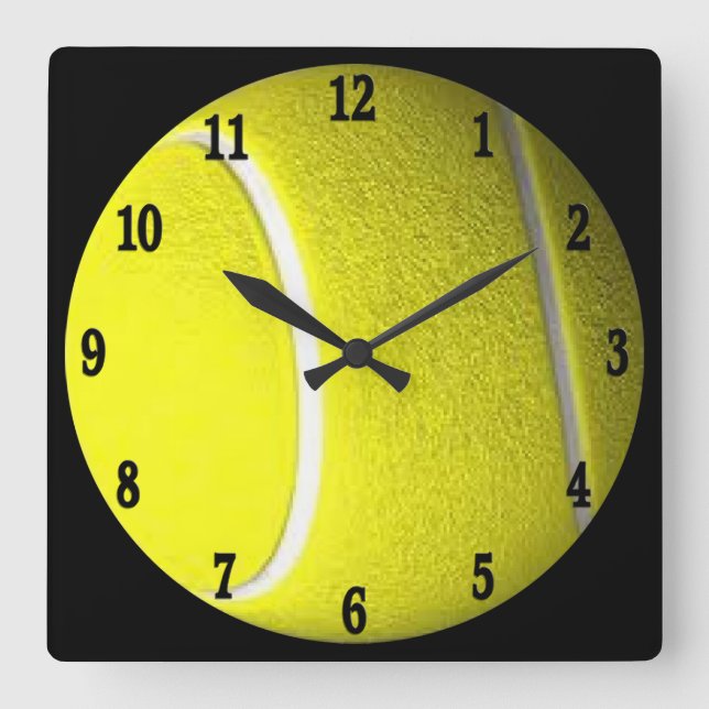 Tennis Ball Black Numbers Sport Wall Clock (Front)