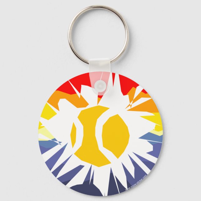 Tennis Ball Breaking Through Wall Keychain (Front)