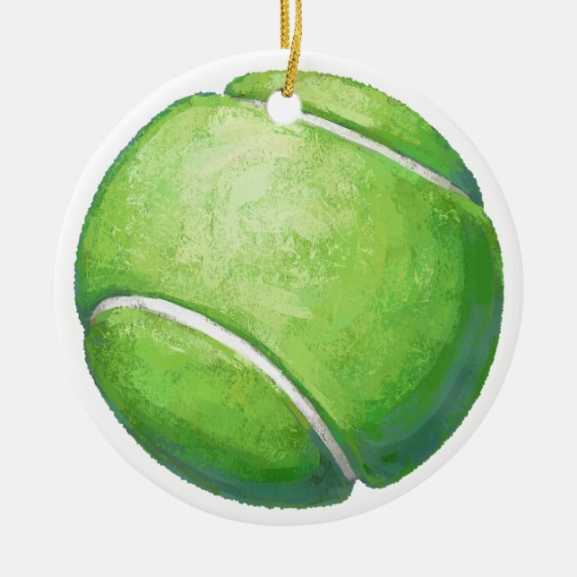 Tennis Ball Ceramic Ornament (Front)
