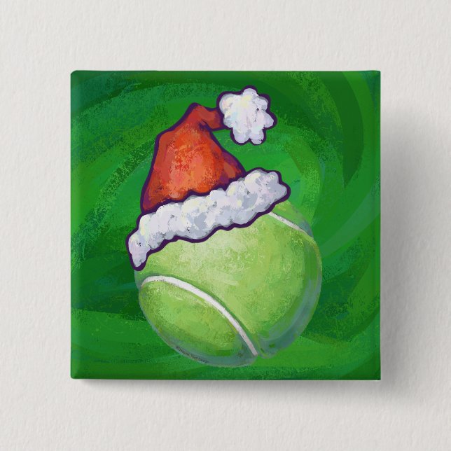 Tennis Ball Christmas Green 2 Inch Square Button (Front)