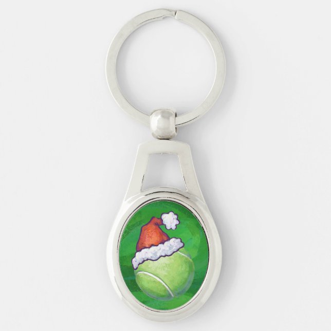 Tennis Ball Christmas Green Keychain (Front)
