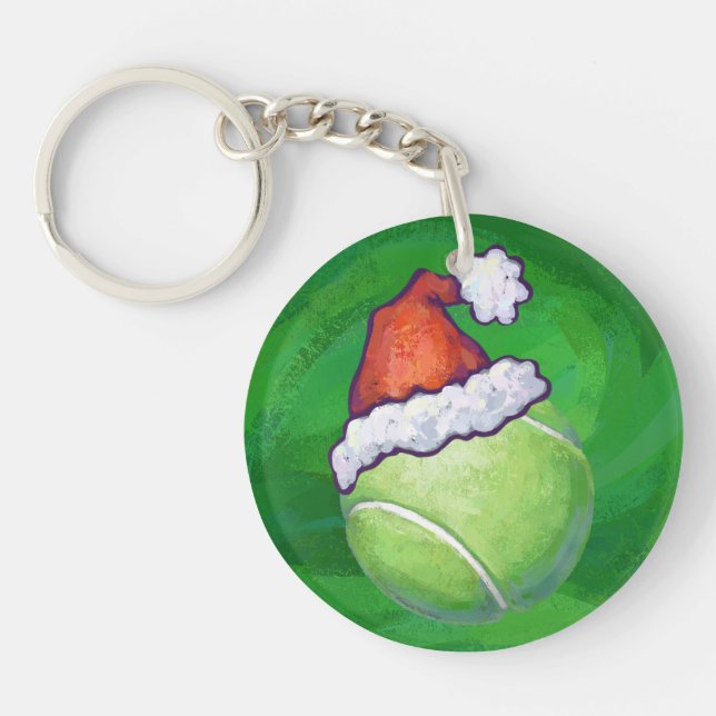 Tennis Ball Christmas Green Keychain (Front)
