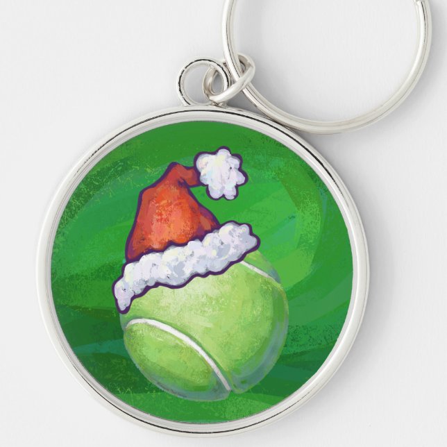 Tennis Ball Christmas Green Keychain (Front)