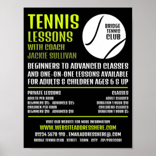 Tennis Ball Design, Tennis Lessons/Classes Advert Poster