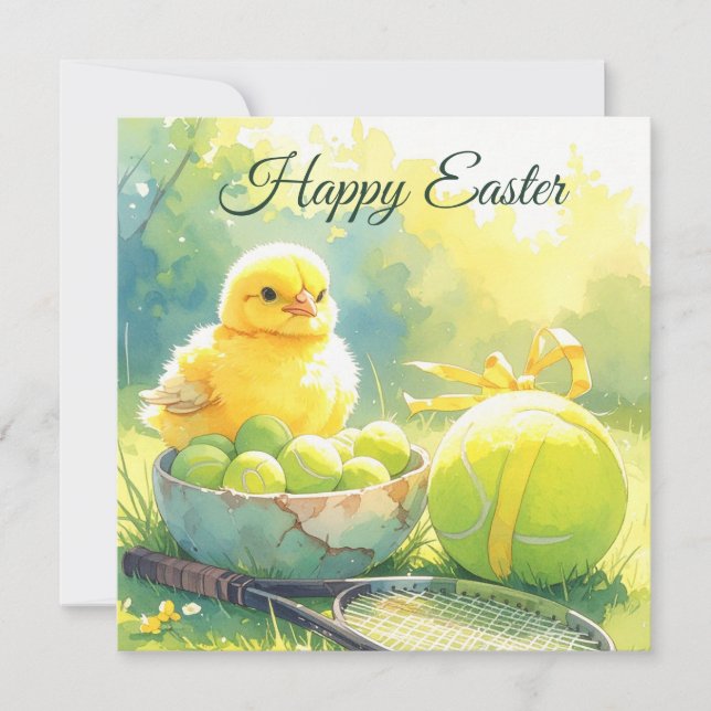 Tennis ball for Easter Holiday in egg shell Card (Front)