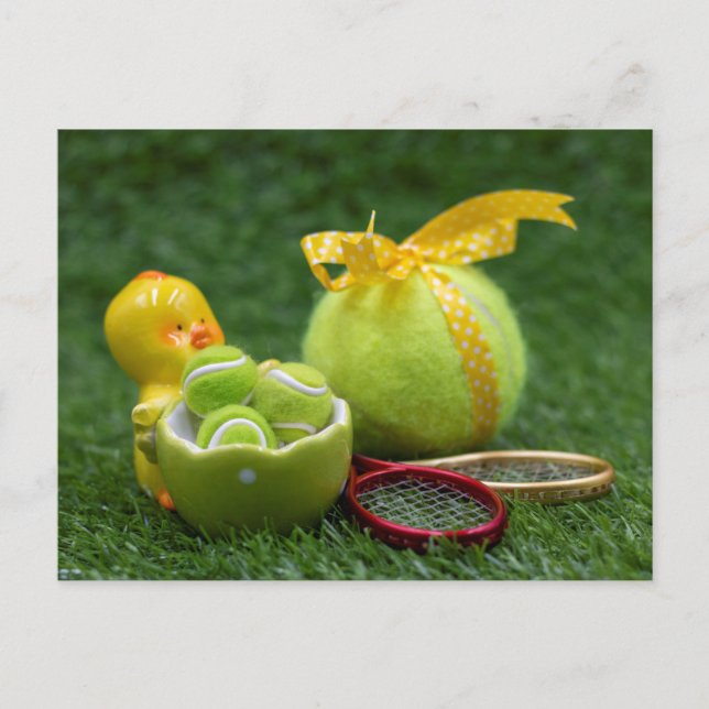 Tennis ball for Easter Holiday with colourful eggs (Front)