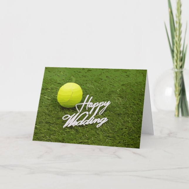 Tennis ball happy wedding for tennis player card (Front)