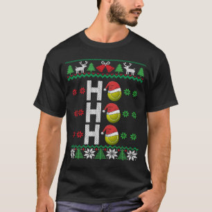 Tennis Ball Ho Ho Ho Santa Hat Tennis Ugly Christm T-Shirt