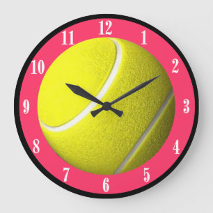 Tennis Ball Horloge Pink CourtChiffres blancs