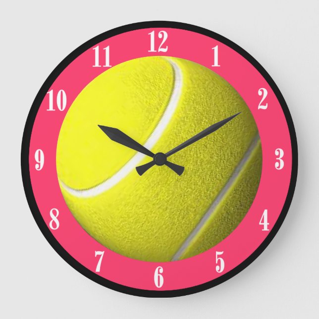 Tennis Ball Horloge Pink CourtChiffres blancs (Recto)