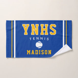 Tennis Ball Icon, Custom Name & School, Team Gift Hand Towel