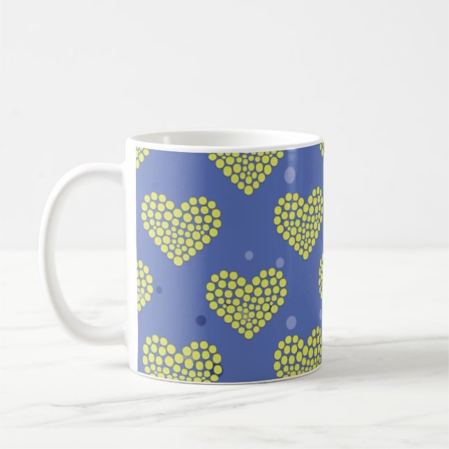 Tennis Ball In Heart Shape - Pattern  Coffee Mug (Left)