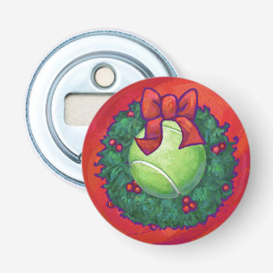 Tennis Ball in Wreath on Red Bottle Opener