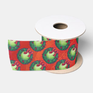 Tennis Ball in Wreath on Red Satin Ribbon