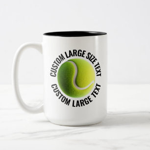 Tennis Ball & Large Text BLACK 15oz Custom Two-Tone Coffee Mug