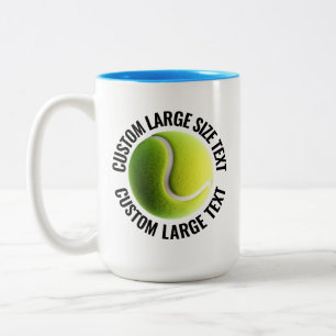 Tennis Ball & Large Text LIGHT BLUE 15oz Custom Two-Tone Coffee Mug